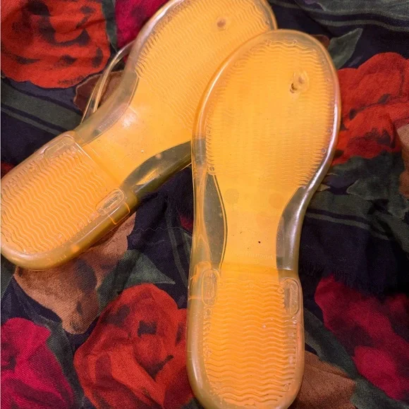 kate spade Yellow Transparent Jelly Flip Flops with Multicolor Polka Dots - Picture 2 of 2